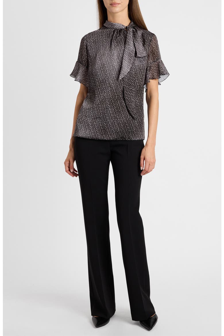 Athena Blouse with Short Flutter-Sleeves, Alternate, color, Onyx