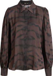 KOBI HALPERIN Davis Tie Dye Print Stretch Silk Georgette Button-Up Shirt