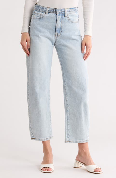 Jessica High Rise Belted Ankle Barrel Leg Jeans (Logan)