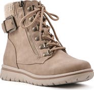 CLIFFS BY WHITE MOUNTAIN Hearty Knit Collar Lace-Up Boot