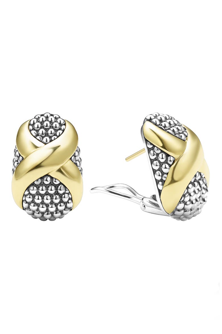 Embrace Omega Earrings, Alternate, color, METALLIC