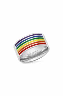 Rainbow Enamel Stainless Steel Band Ring