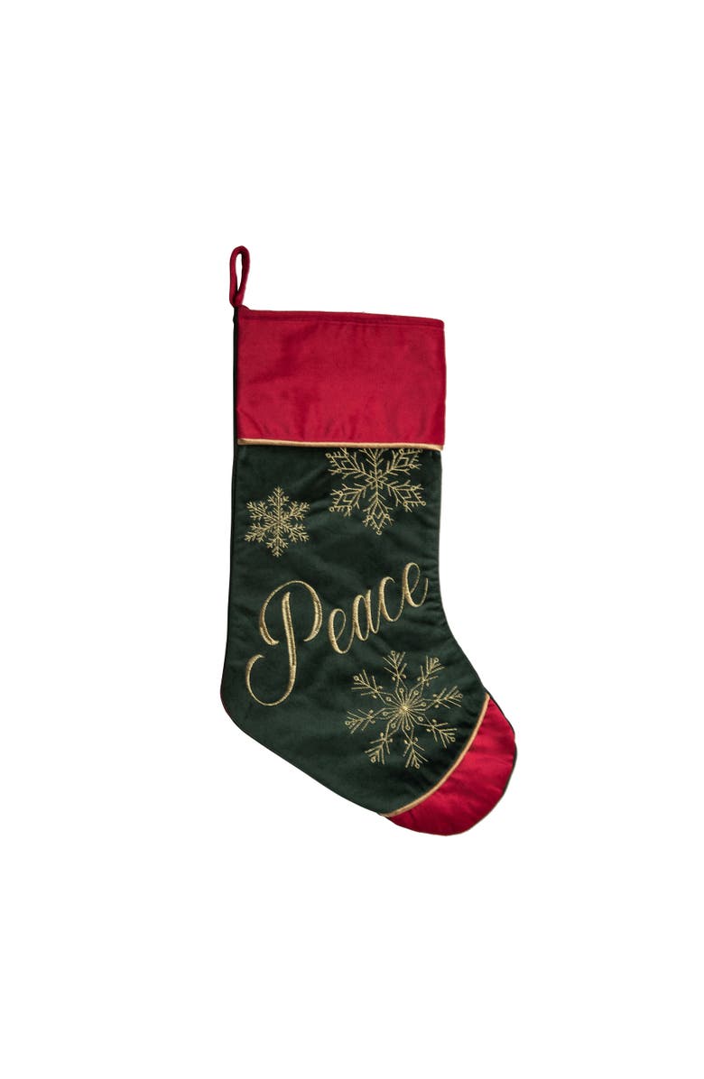 C&F Home Peace Snowflake Stocking, Main, color, Green