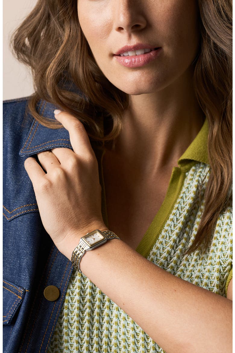 Mini Raquel Tank Bracelet Watch, 18mm x 29mm, Alternate, color, TWO TONE