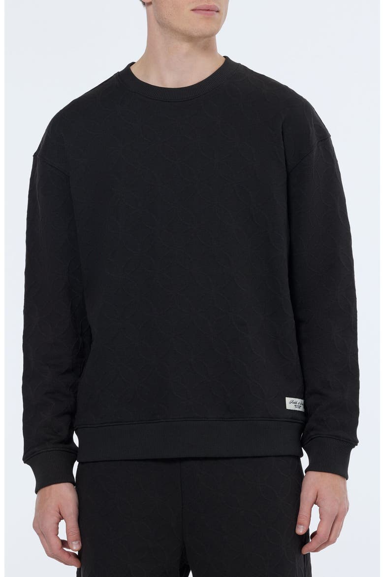 Jacquard Knit Texture Sweatshirt, Main, color, BLACK