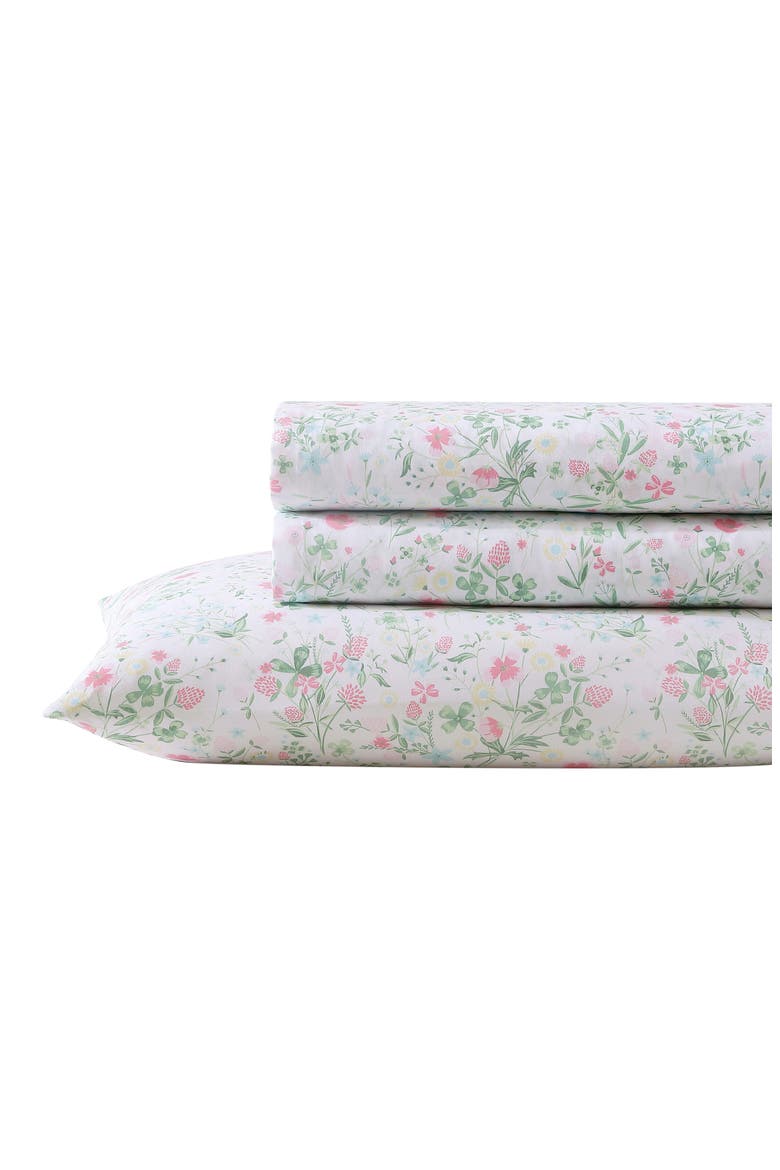 Posey Dance Floral Print Sheet Set, Main, color, PASTEL PINK