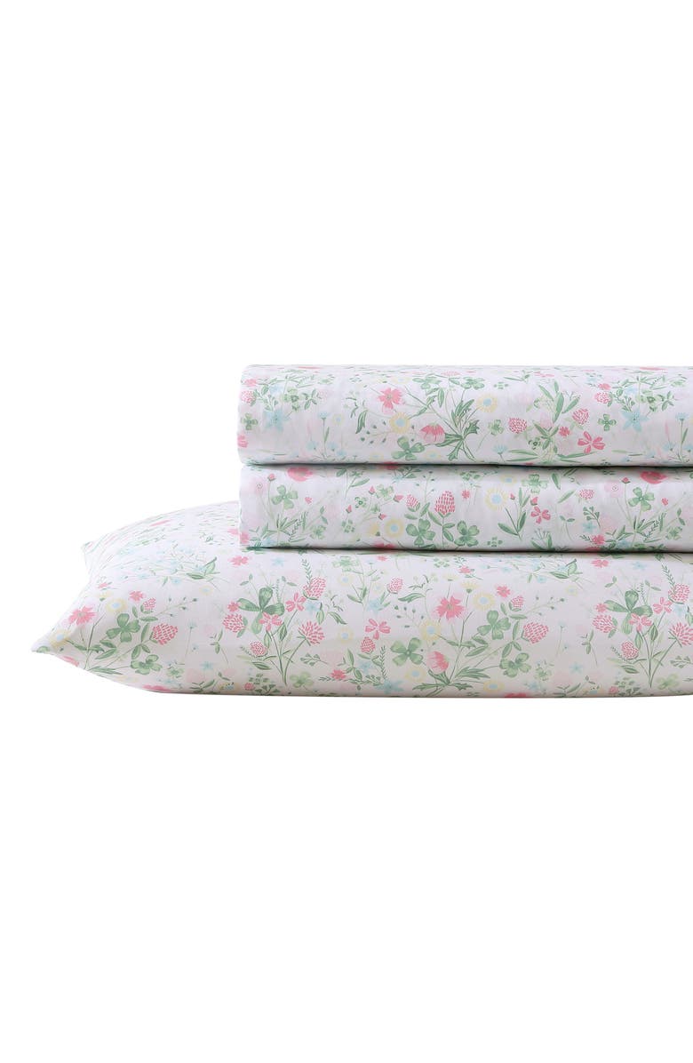 Laura Ashley Posey Dance Floral Print Sheet Set, Main, color, Pastel Pink