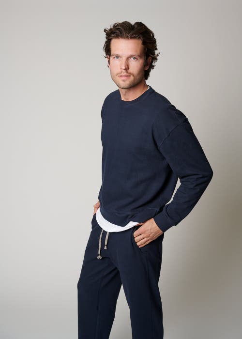 Leisure Lab Cotton Lounge Crewneck In Lapis