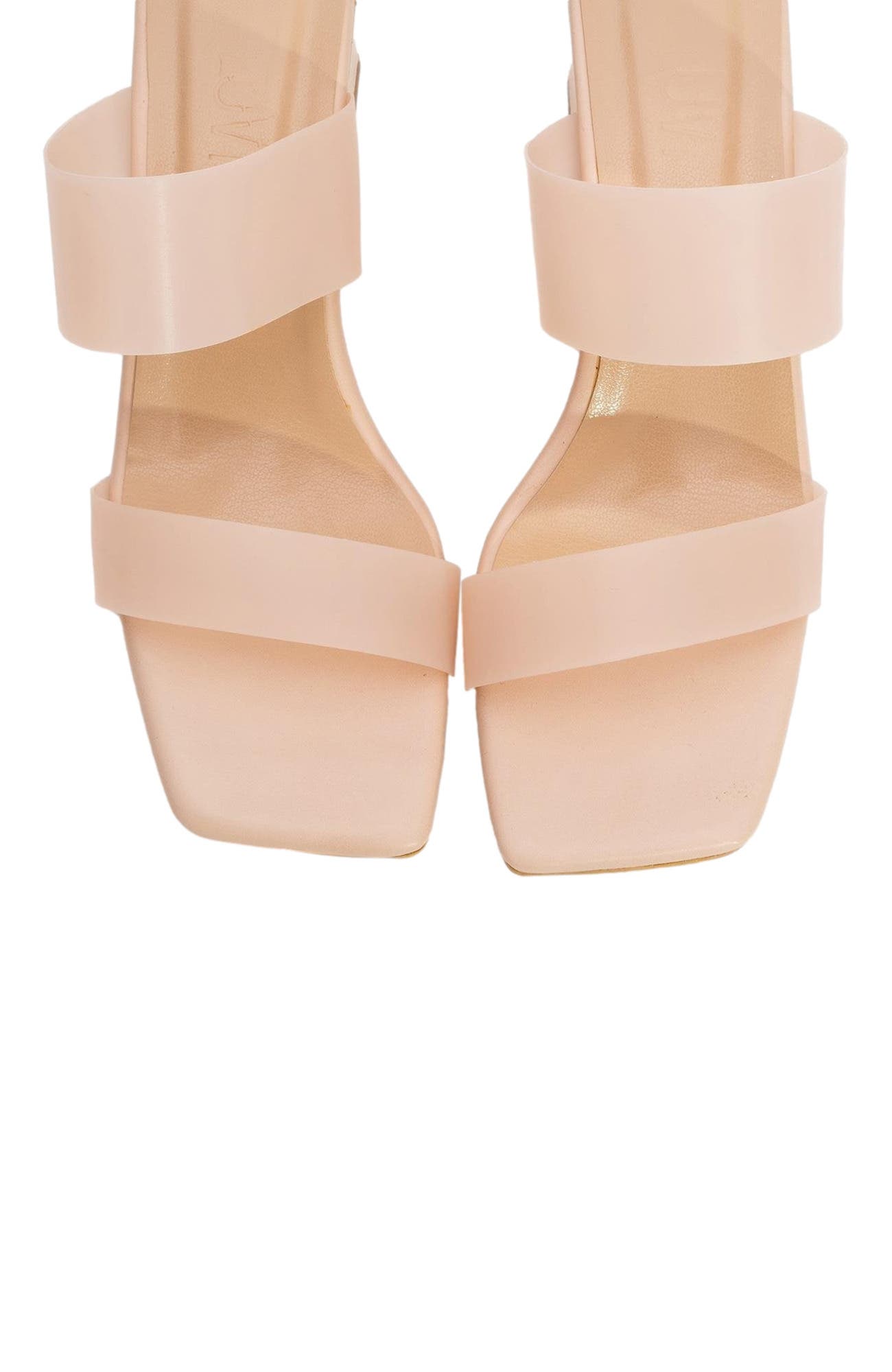 Elara Transparent Strap Sandal, Alternate, color, Beige Faux Leather