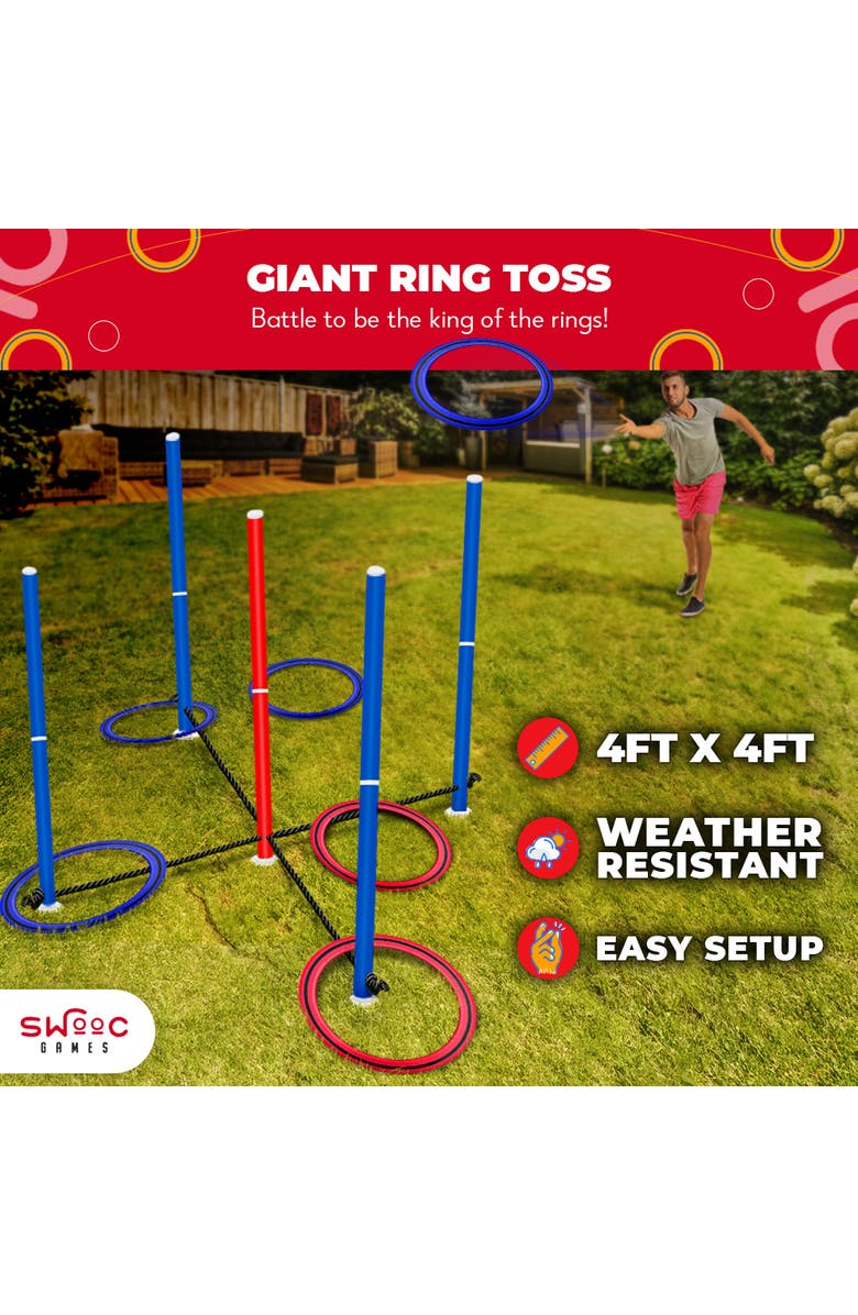 Swooc Games King Toss | Giant Ring Toss Game for Kids and Adults, Alternate, color, Blue, Red