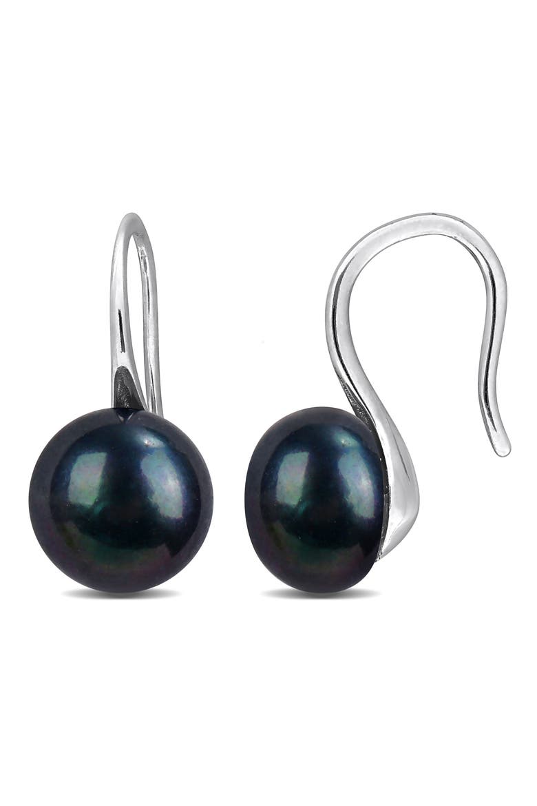 Cultured Freshwater Pearl Drop Earrings, Main, color, BLACK