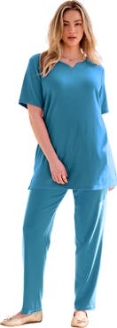 Roaman's Plus Size Soft Knit Tunic With Notch Neckline