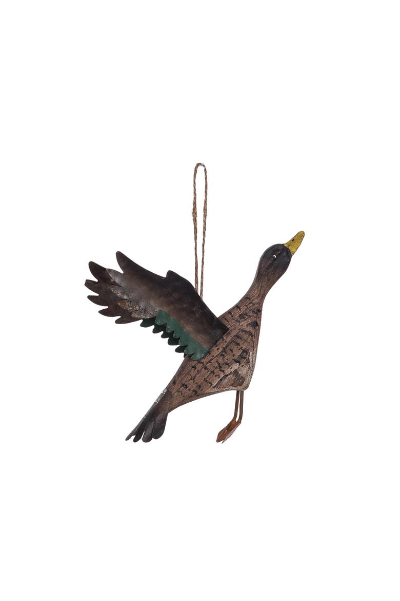 Flying Duck Christmas Tree Ornament, Main, color, Brown