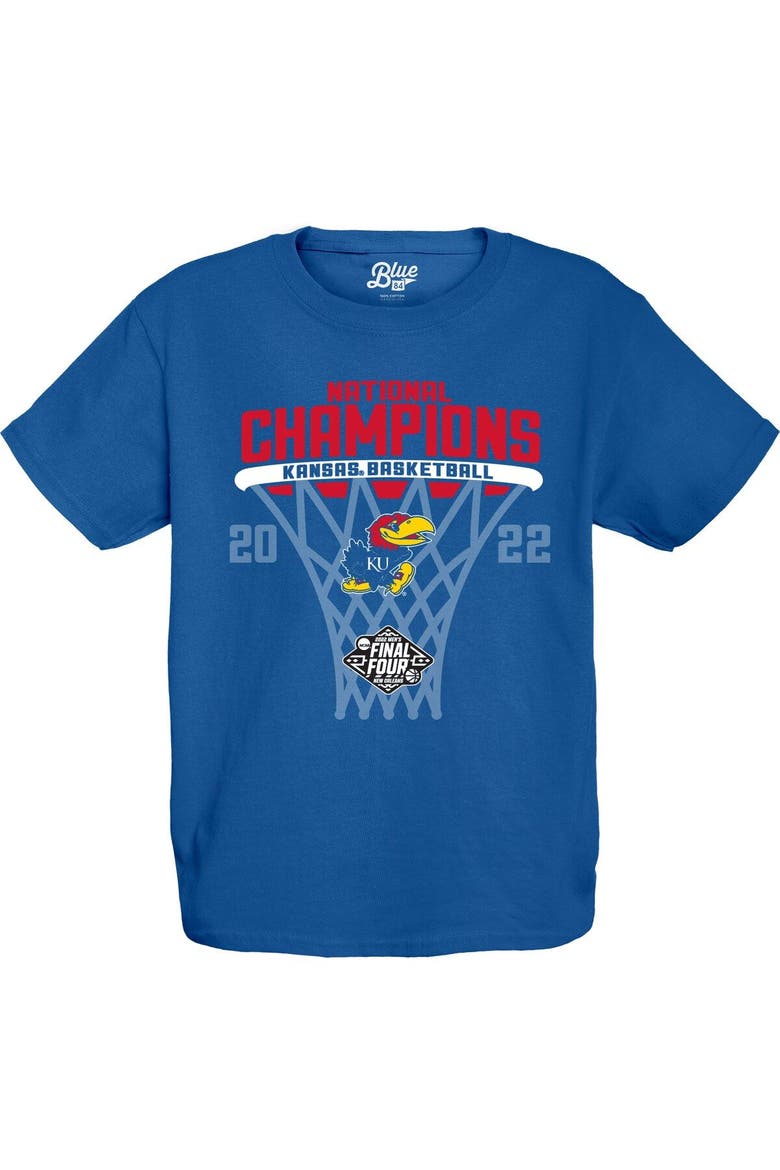 Youth Blue 84 Royal Kansas Jayhawks 2022 NCAA Men's Basketball National Champions Bracket T-Shirt, Alternate, color, Royal