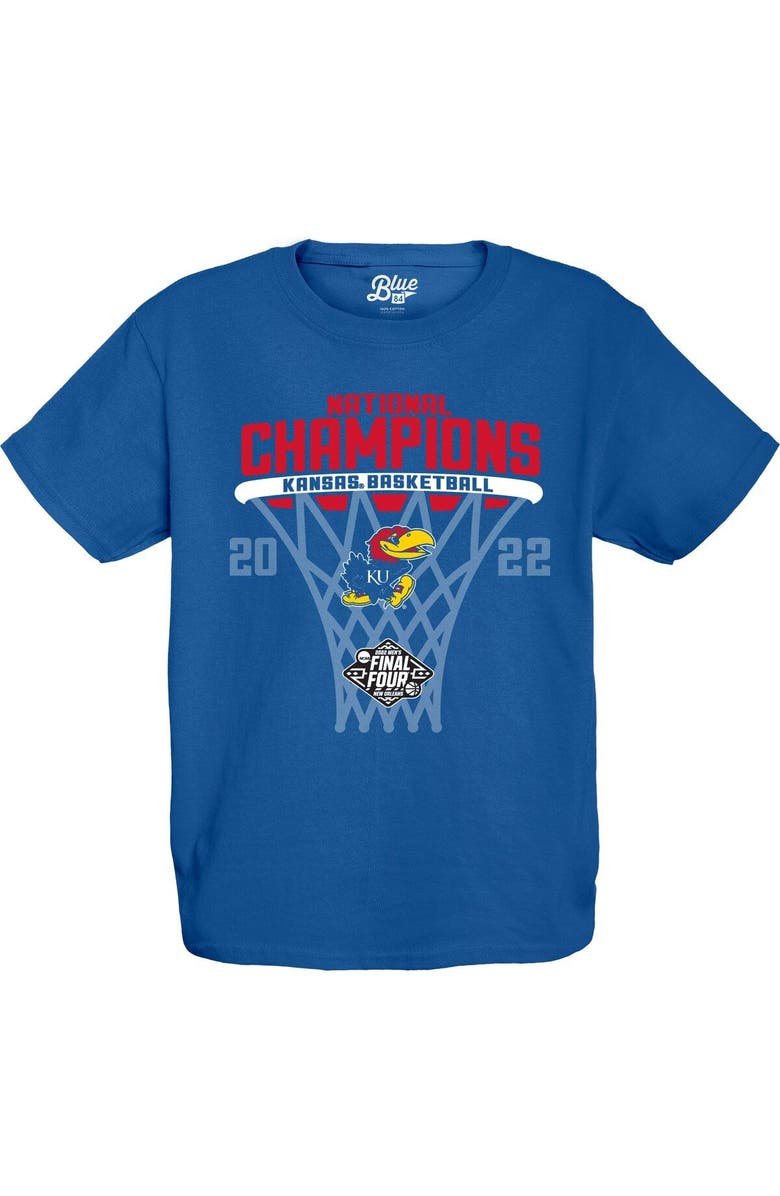 BLUE 84 Youth Blue 84 Royal Kansas Jayhawks 2022 NCAA Men's Basketball National Champions Bracket T-Shirt, Alternate, color, 