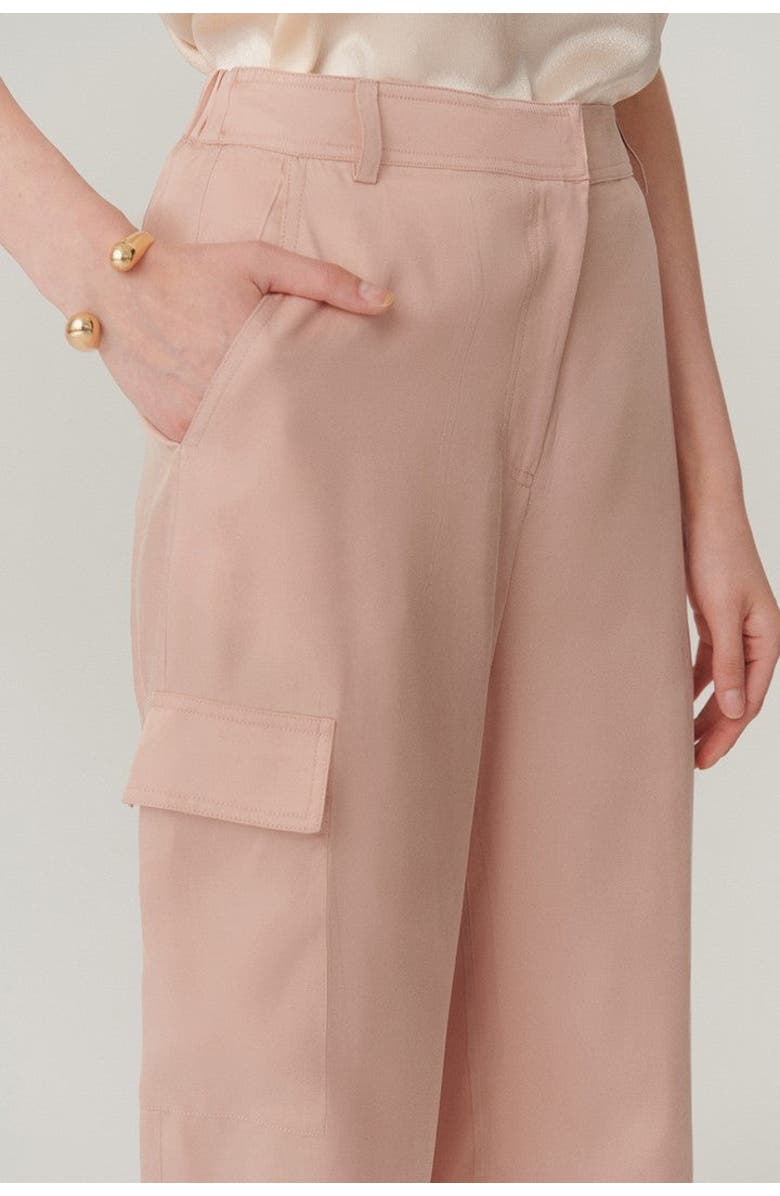 Exquise Gemma High Waist Cargo Trousers, Alternate, color, Powder