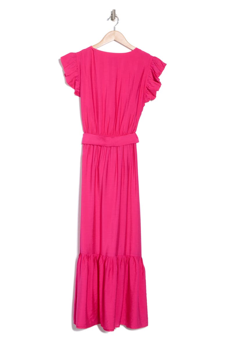 Flutter Cap Sleeve Maxi Dress, Alternate, color, PRETTY PINK