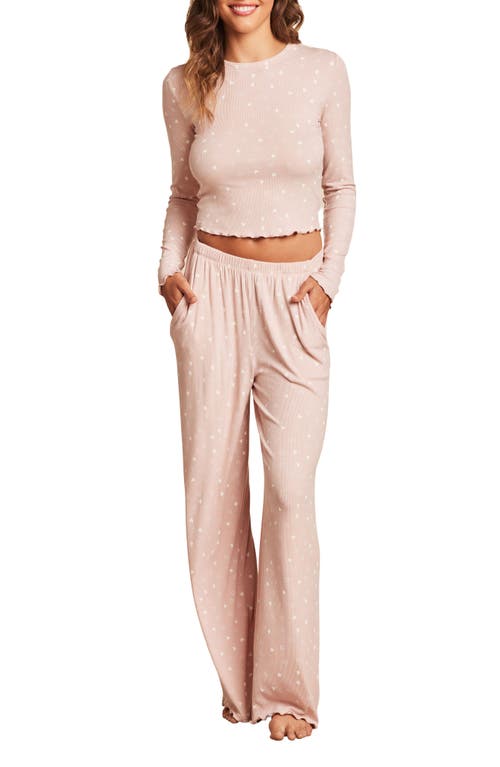 BAREFOOT DREAMS BAREFOOT DREAMS ULTRA SOFT RIB LETTUCE HEM CROP PAJAMA TOP 