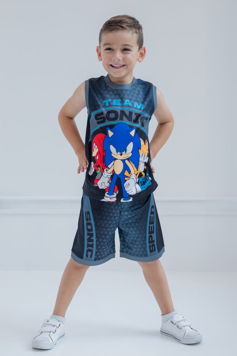 Athletic Tank Top & Shorts Set, Alternate, color, Black