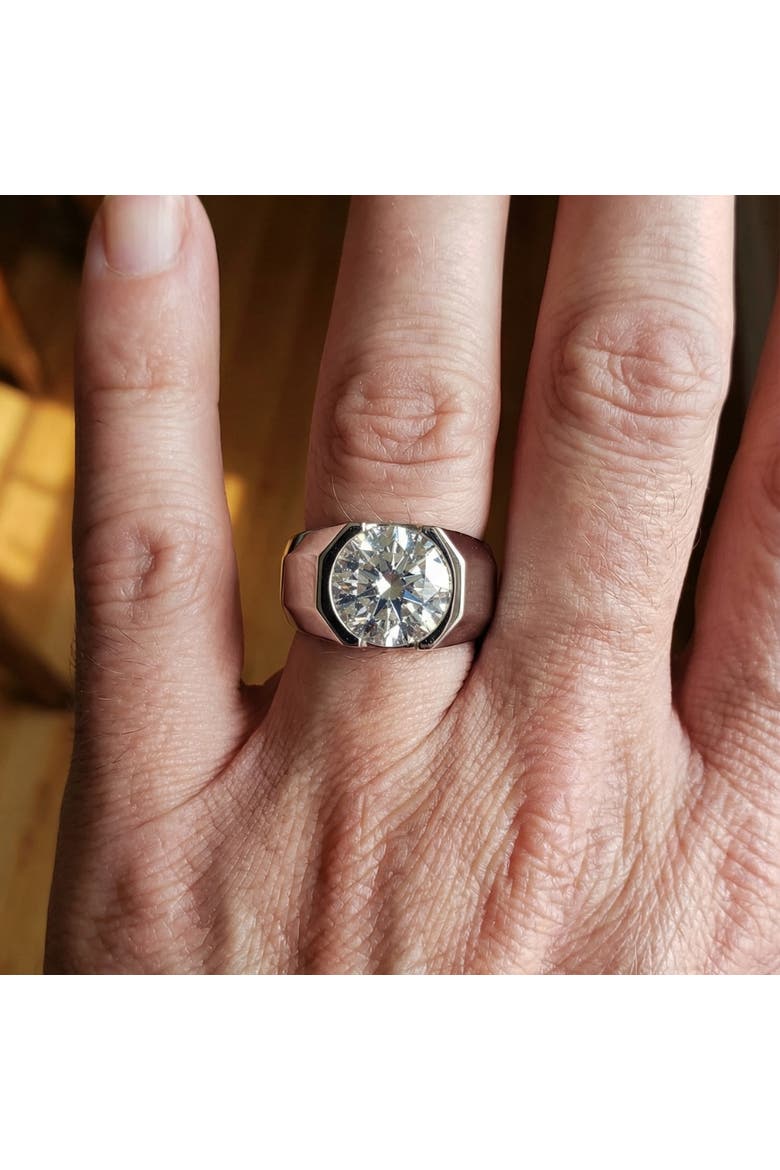 Certified 5 Ct Elon Signature Men's Bezel Diamond Ring Lab Grown, Alternate, color, 14k White Gold