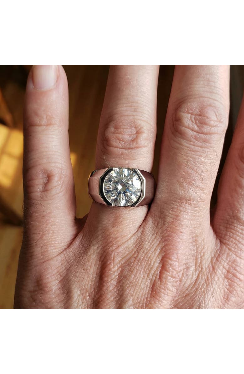 Bliss Diamond Certified 5 Ct Elon Signature Men's Bezel Diamond Ring 14k Gold or Pt Lab Grown, Alternate, color, 14K White Gold