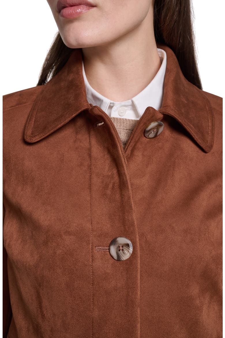Faux Suede Button Front Jacket, Alternate, color, COGNAC