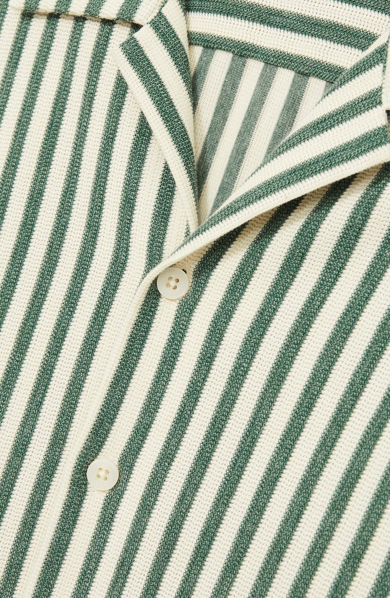 Reiss Trig Textured Stripe Camp Shirt, Alternate, color, Green/ White