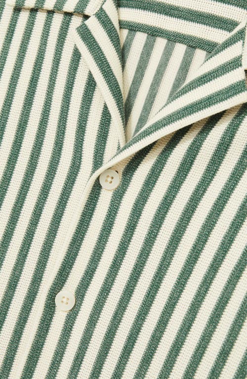 Reiss Trig Textured Stripe Camp Shirt In Green