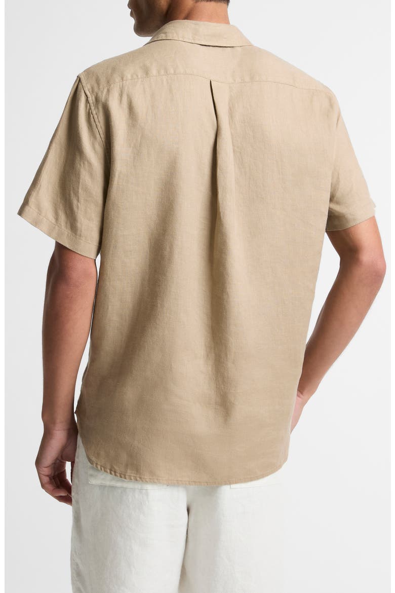 Classic Fit Short Sleeve Linen Shirt, Alternate, color, TEAK