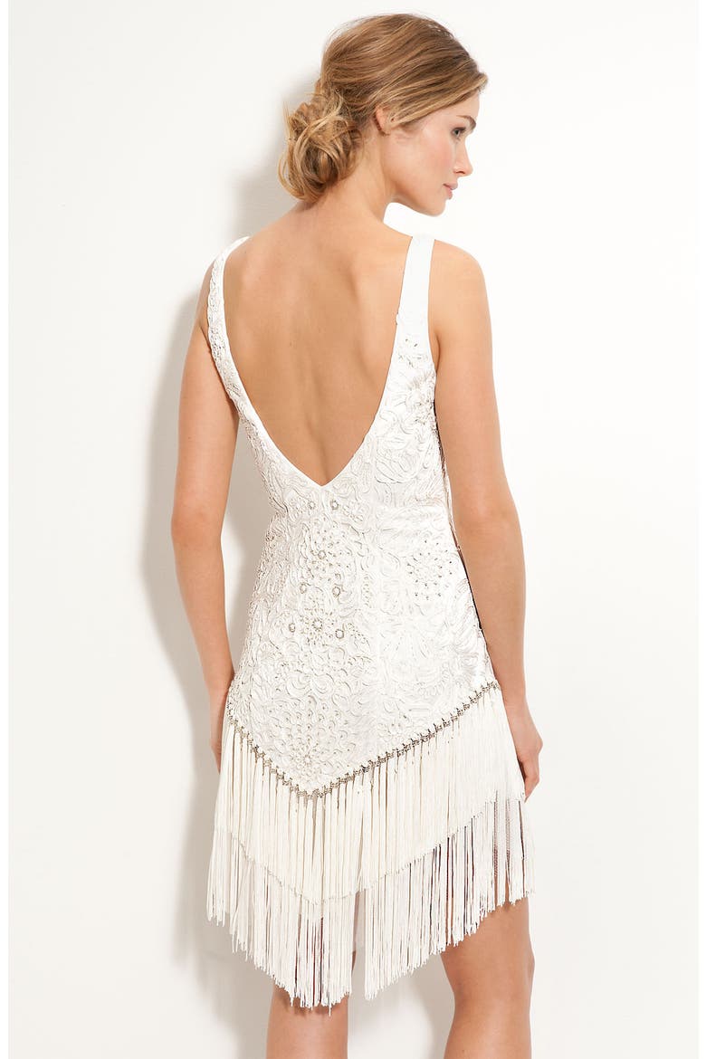 Fringed Sleeveless Sheath Dress, Alternate, color, WHITE