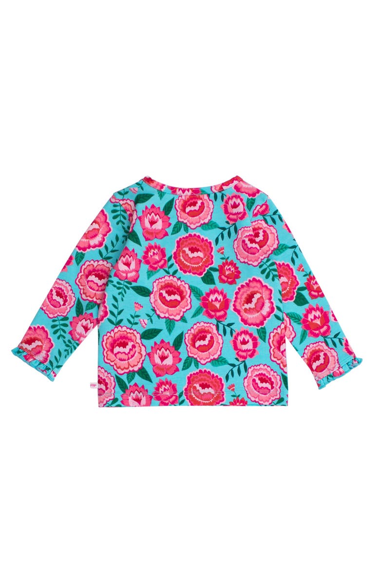 RuffleButts Knit Long Sleeve Ruffle Layering Tee, Alternate, color, Bright Blossoms