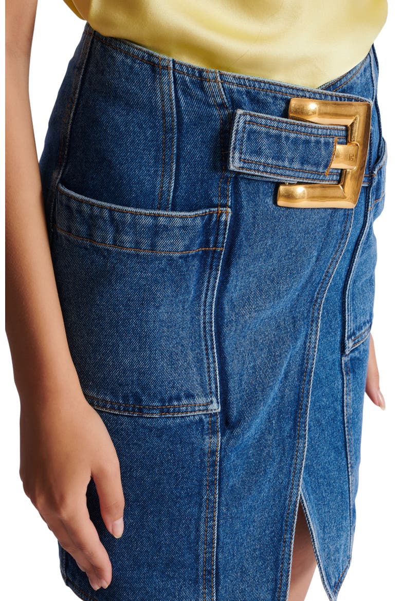 Short denim skirt with belt, Alternate, color, blue