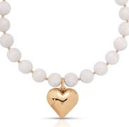Ettika Luck & Love Stone Puffy Heart Pendant Necklace