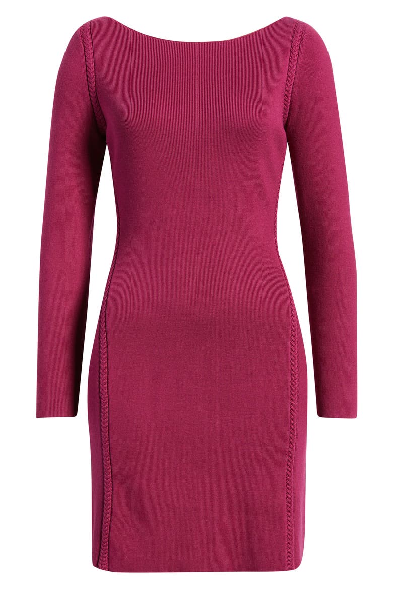 Delphina Braid Detail Long Sleeve Cotton Blend Sweater Minidress, Alternate, color, SANTA ANA