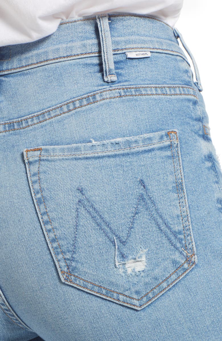 MOTHER The Hustler Distressed Raw Hem Ankle Jeans, Alternate, color, 