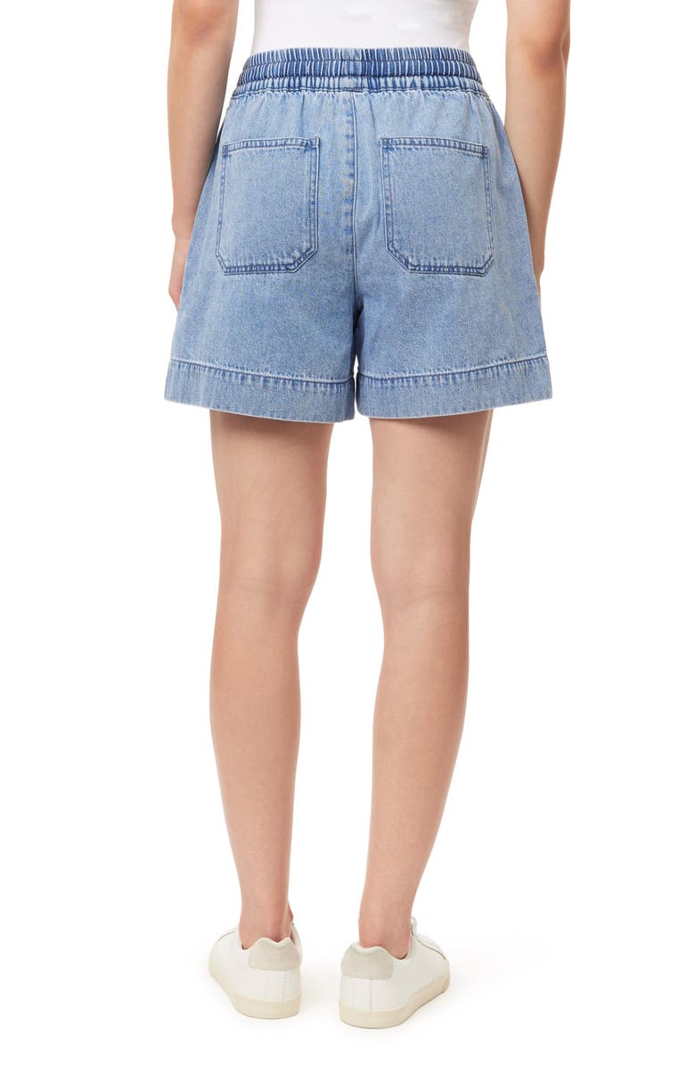 Kensie Drapey High Waist Ruffle Denim Shorts, Alternate, color, Morgan