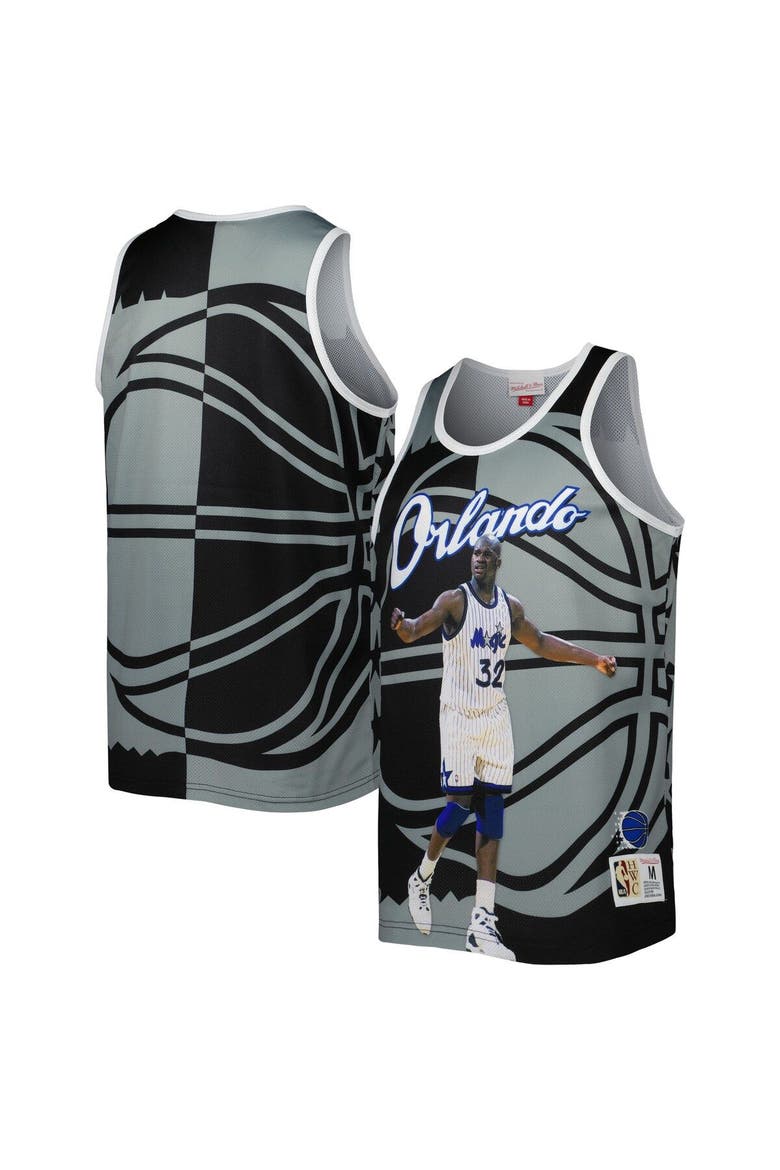 Men's Mitchell & Ness Shaquille O'Neal Black/Gray Orlando Magic Sublimated Player Tank Top, Main, color, Black