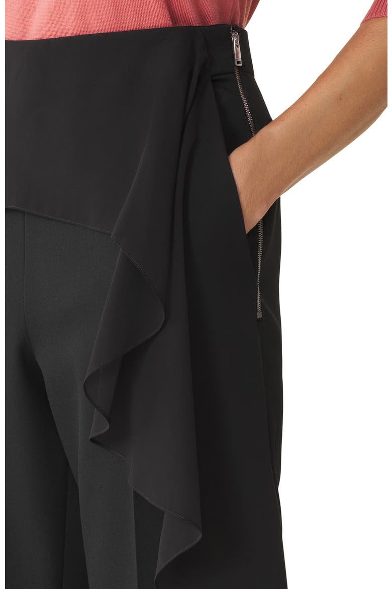 Frilled Wool Pants, Alternate, color, Black