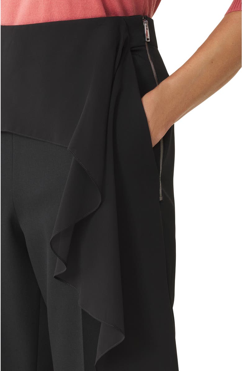 Lanvin Frilled Wool Pants, Alternate, color, Black