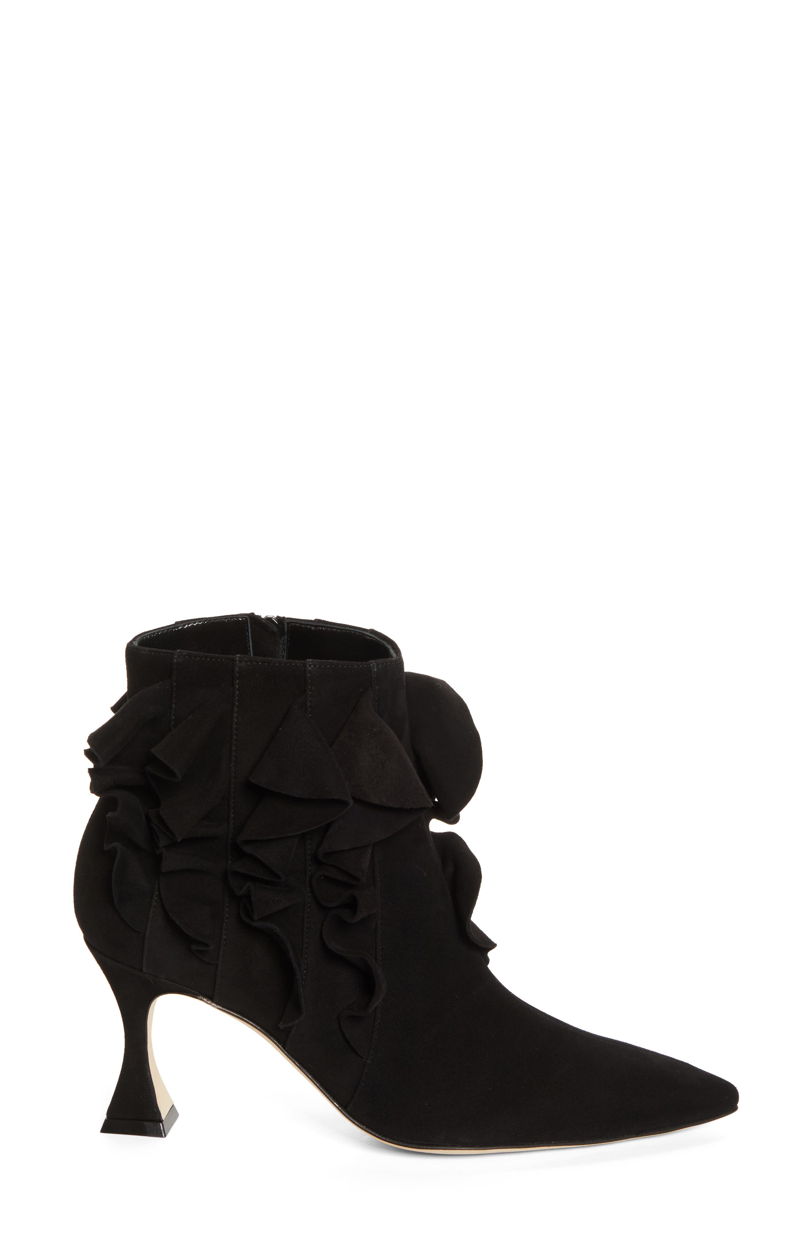Manolo Blahnik Pompa Ruffle Pointed Toe Bootie, Alternate, color, 