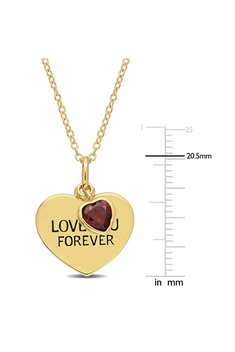 LOVE YOU FOREVER Heart Necklace Plated Silver, Alternate, color, Garnet