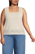 Lands' End Pointelle Square Neck Tank Sweater