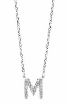 EFFY Sterling Silver Diamond 'M' Initial Pendant Necklace