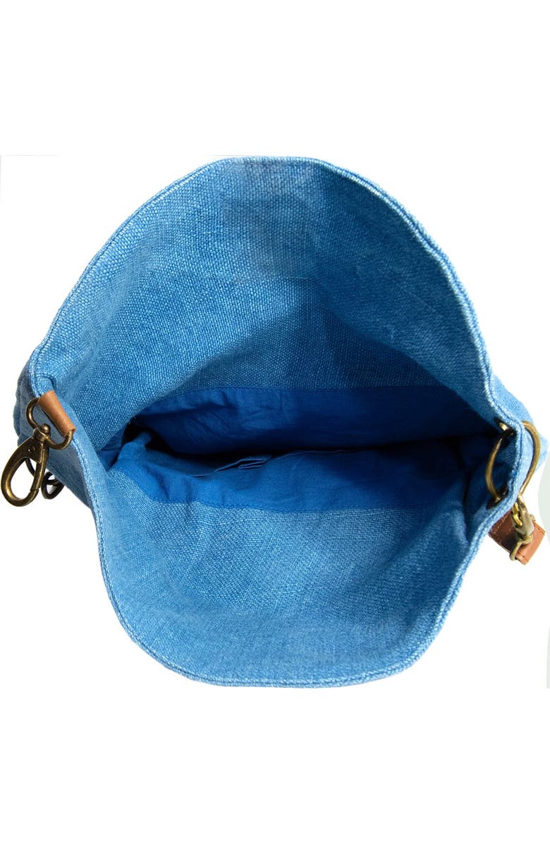 VINTAGE ADDICTION Foldover Jute & Leather Crossbody Bag, Alternate, color,