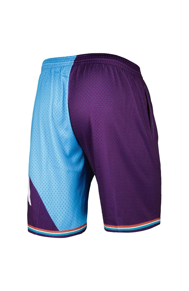 Mitchell & Ness Men's Mitchell & Ness Turquoise/Purple Utah Jazz Hardwood Classics 1996 Split Swingman Shorts, Alternate, color, Turquoise
