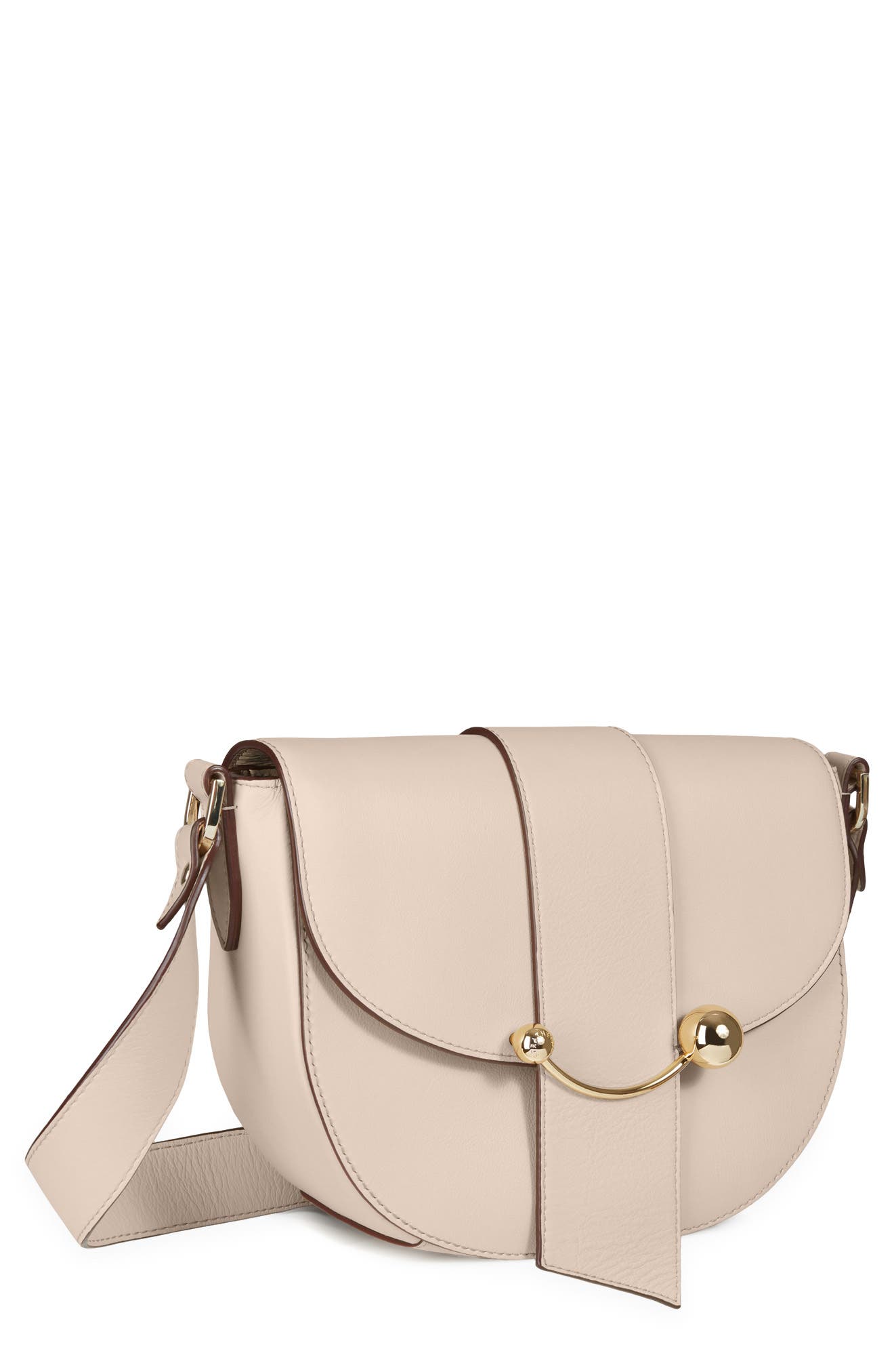 Crescent Saddle Leather Crossbody Bag, Alternate, color, OAT