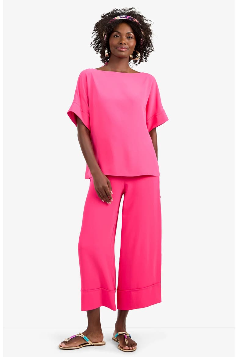 Bahooka Cropped Wide-Leg Georgette Pant, Main, color, Pink