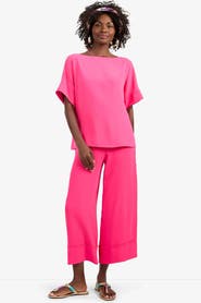 Trina Turk Bahooka Cropped Wide-Leg Georgette Pant