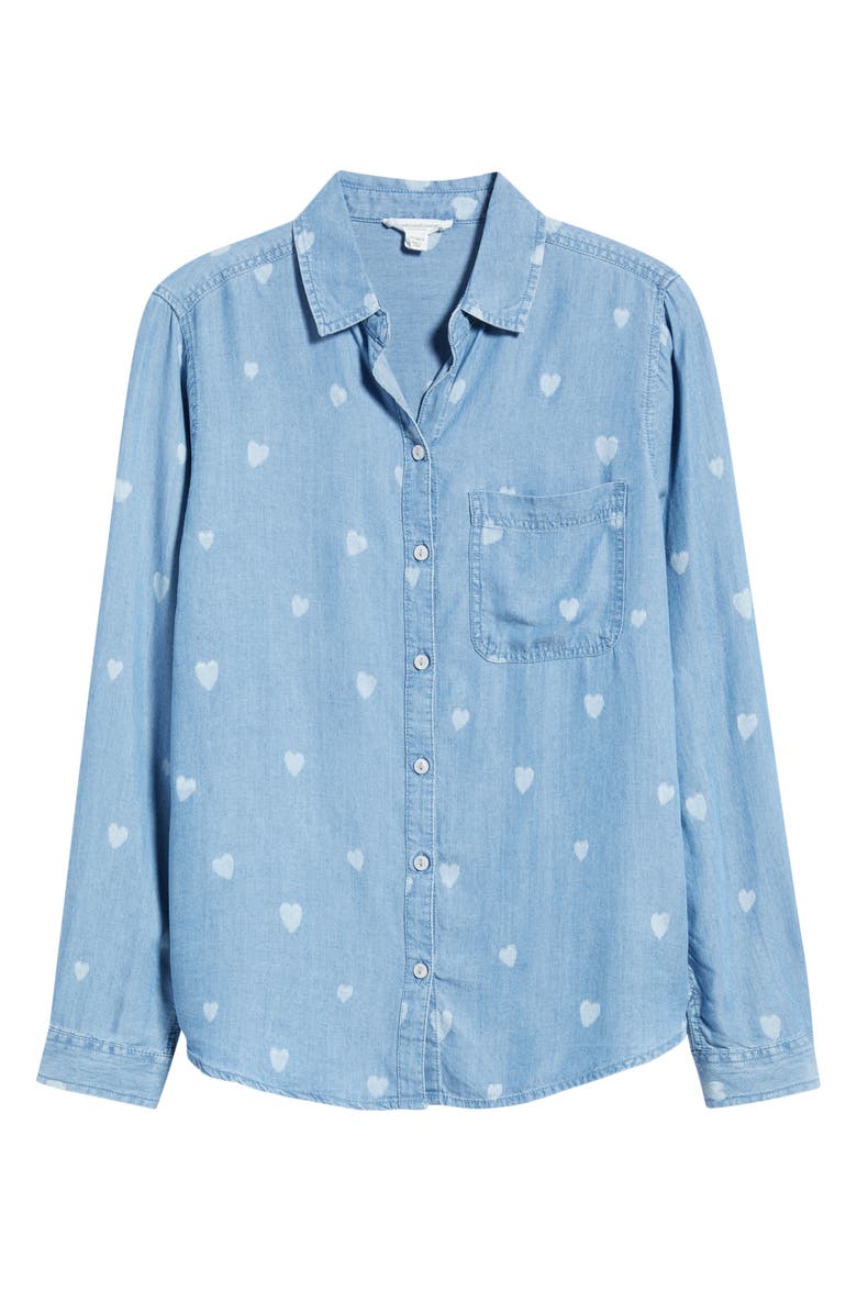 beachlunchlounge Cassie Chambray Button-Up Shirt, Alternate, color, Sunlit Hearts