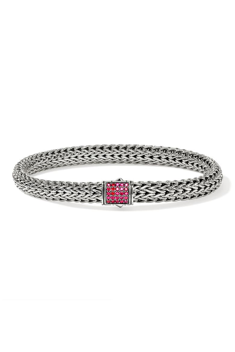 Icon Bracelet, Sterling Silver, Pavé, 6.5mm, Main, color, RUBY